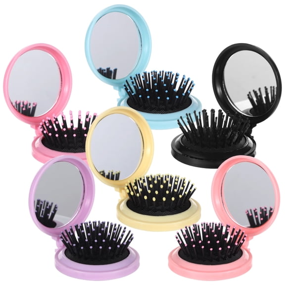 48 Pcs Folding Hair Combs Bulk, Portable Detangling Pocket Brushes, Compact Travel Mini Mirror Combs for Wet Dry Hair, 6 Colors