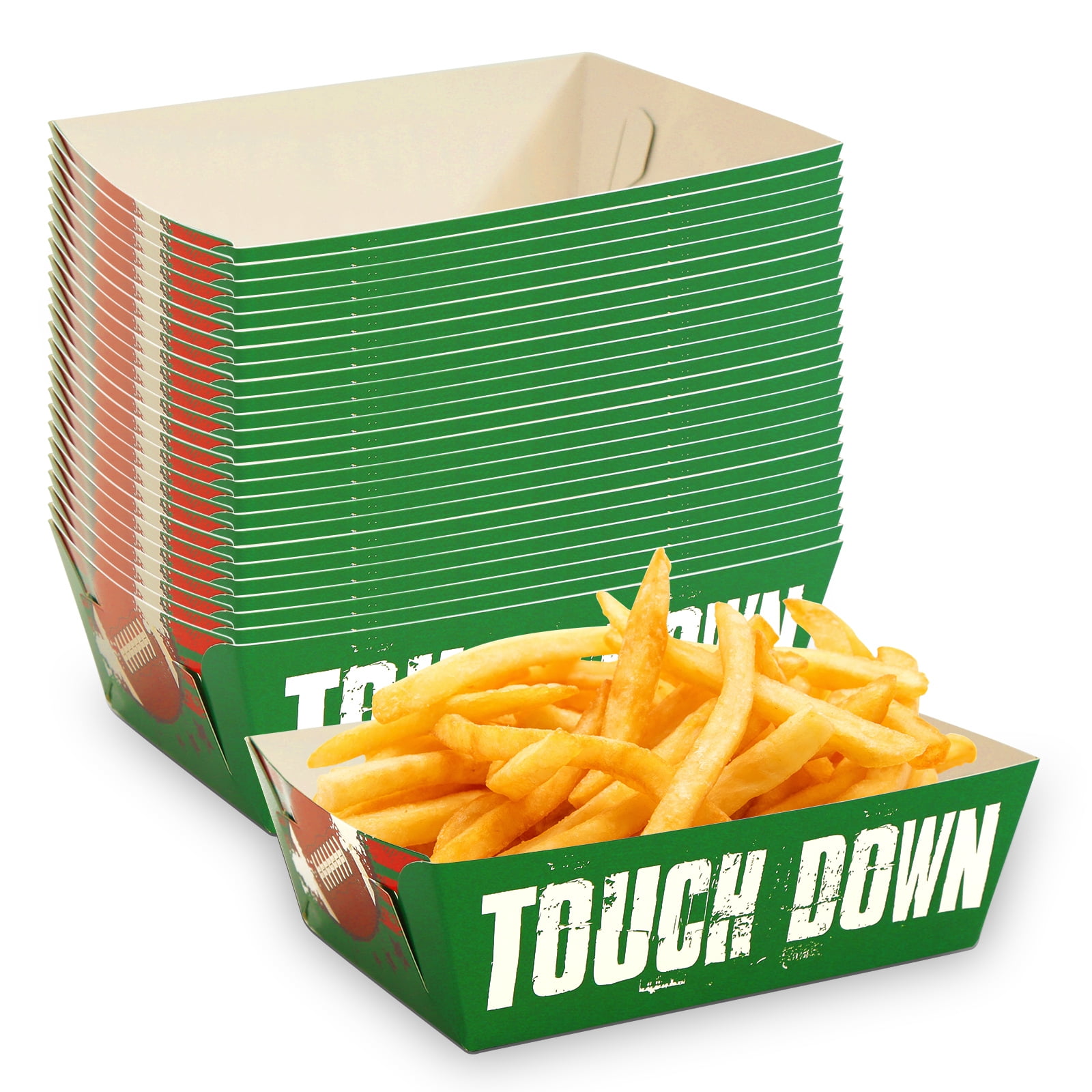 24 Pcs Football Paper Food Trays - Disposable Serving Boats For Nachos, Fries, Tailgate Parties