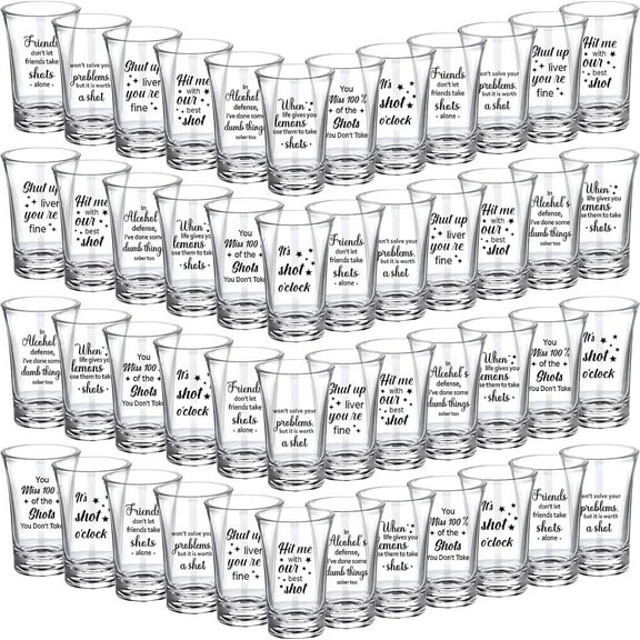 48 Pcs Funny Shot Glasses for Adult Acrylic Party Shot Glasses 1.2 Ounce Mini Cup Party Favors Guests Mini Cup Bulk for Guests Adult Birthday Drinking Gifts Supplies