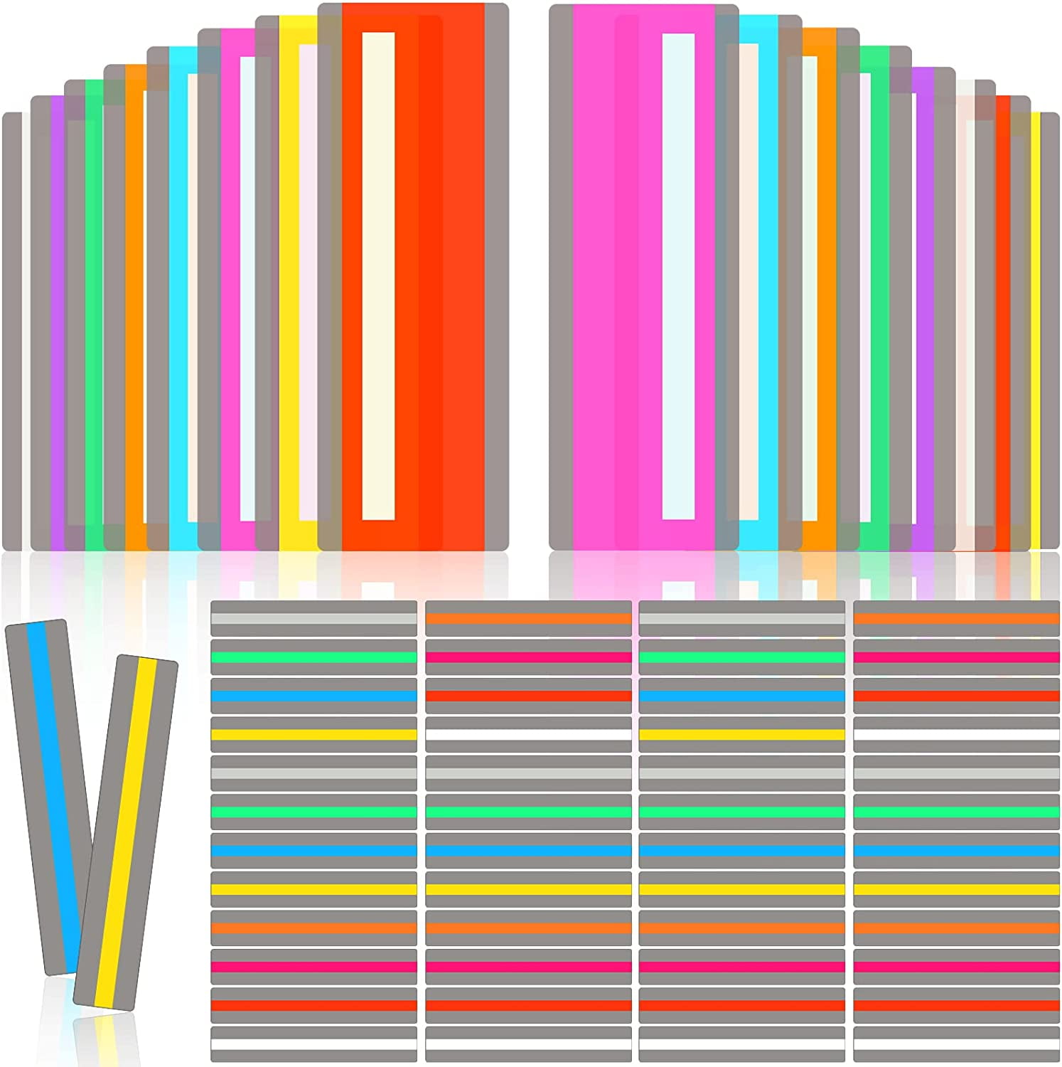 48 Pcs Guided Reading Strips Colored Highlight Strips Colorful Overlay ...