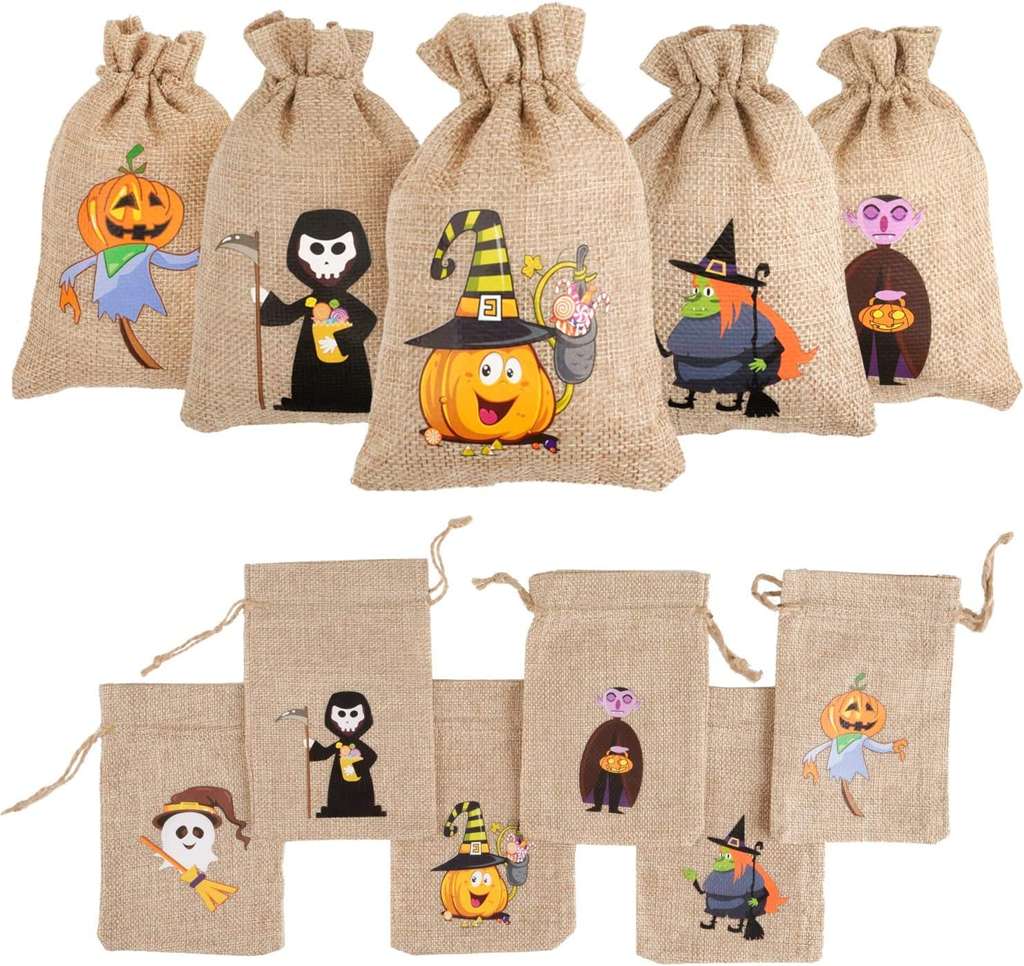 48 Pcs Halloween Burlap Trick Treat Bags, 4