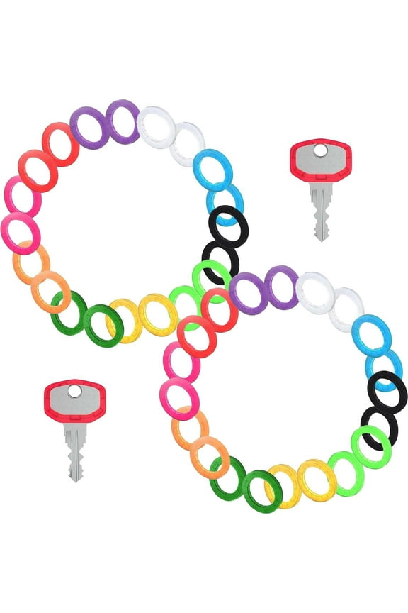 48 Pcs Key Covers Caps, Key Colour Caps for Easy Identifying House Door Keys, Key Identifier Caps Round Key Caps, Flexible Key Covers Rings Random Color