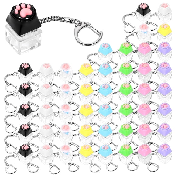 48 Pcs Keyboard Fidget Keychain, Stress Relief Clicker Toy, Cute Keyboard Button Finger Clicker for Adult Office Party Present to Pass the Time Colorful
