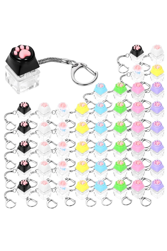 48 Pcs Keyboard Fidget Keychain, Stress Relief Clicker Toy, Cute Keyboard Button Finger Clicker for Adult Office Party Present to Pass the Time Colorful
