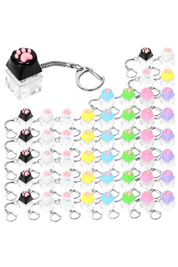 48 Pcs Keyboard Fidget Keychain, Stress Relief Clicker Toy, Cute Keyboard Button Finger Clicker for Adult Office Party Present to Pass the Time Colorful