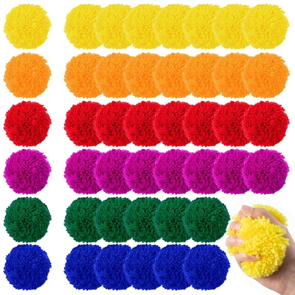 48 Pcs Kickball Dodgeballs 3.5 Inches Soft Acrylic Yarn Dodgeballs Playground Balls Large Hand Ball Physical Education Equipment for Adults Handball Outdoor Game Indoor Play, 6 Colors