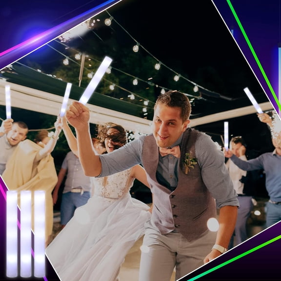 48 Pcs LED Foam Sticks Bulk White Light up Sticks Flashing Glow Baton Wands Themed Party Set, Glow in the Dark Party Supplies for Christmas, Valentines Day, Wedding, Birthday, Concert