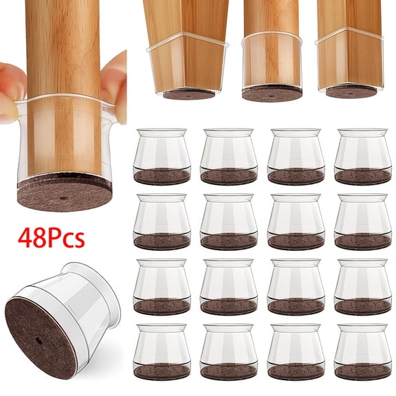24 pcs Chair Leg Floor Protectors,Silicone Felt Furniture Leg Pads Caps ...