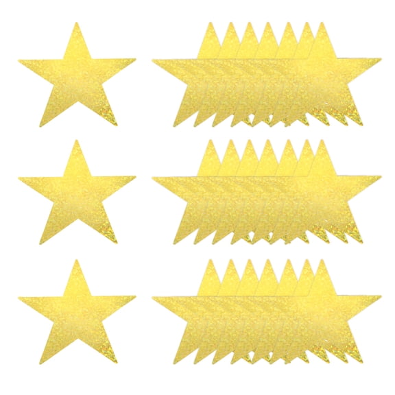 48 Pcs Laser Gold Stars Cutouts, 6 Inch Double Printed Paper Stars Cutout