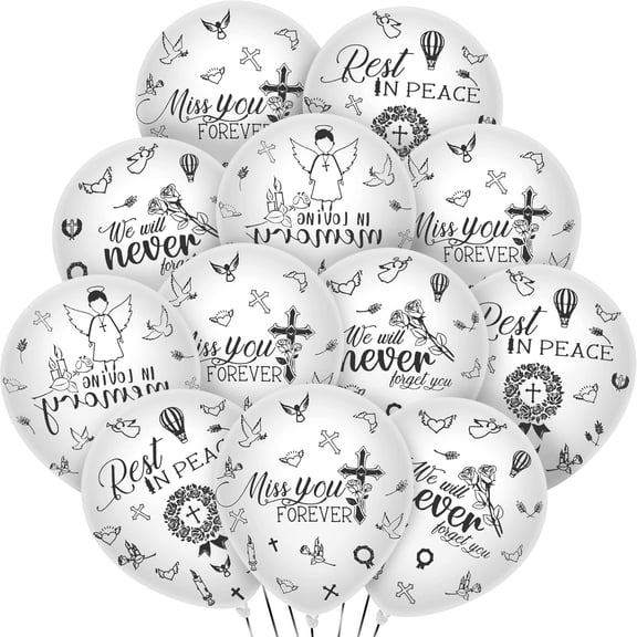 48 Pcs Memorial Balloons with Ribbons White Sky Release Latex 12 Inch