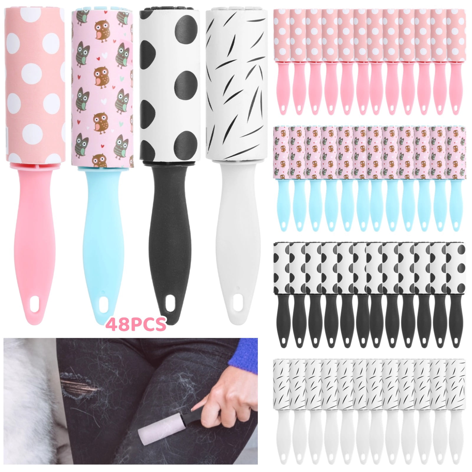 48 Pcs Mini Lint Rollers, Small Lint Removers, Portable Clothes Lint Rollers, Sticky Lint Removing Tools, Travel Size Lint Brushes for Pet Hair, Car Seat, Sofa, Furniture, Bedding
