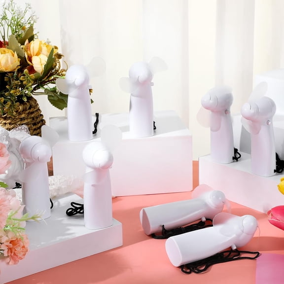 48 Pcs Mini Portable Electric Fan Bulk Powerful Personal Handheld Fan for Wedding Favors Summer Music Festival Travel Camping, Battery Not Include(White)