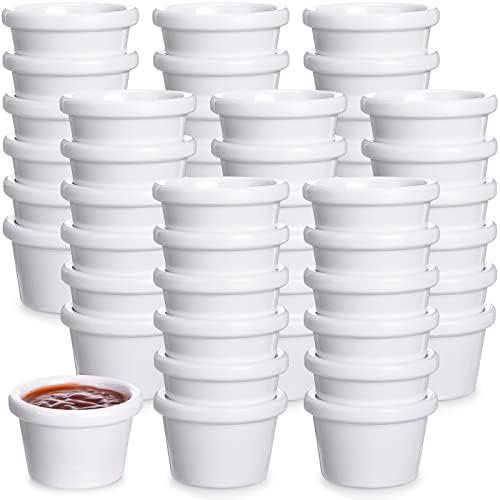 48 Pcs Mini Ramekins 1.5 oz Ramekins Smooth Round Ramekin Small Condiment Cups Dipping Sauce Bowls for Daily Meals Catering Kitchen Restaurant Party(White)$$Home Decor, Kitchen, & Other