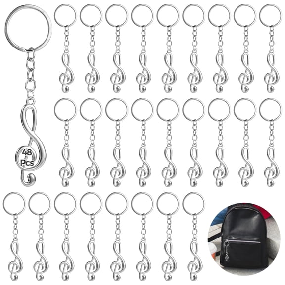48 Pcs Music Keychain Present Set, Metal Musical Note Key Rings, Small Music Symbol Key Chains, Compact Musical Pendant Signs, Musical Theme Accessories for Music Lovers, Students