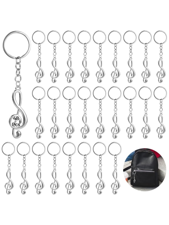 48 Pcs Music Keychain Present Set, Metal Musical Note Key Rings, Small Music Symbol Key Chains, Compact Musical Pendant Signs, Musical Theme Accessories for Music Lovers, Students