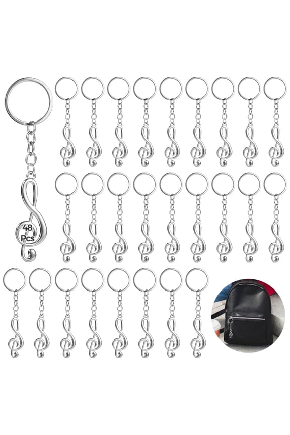 48 Pcs Music Keychain Present Set, Metal Musical Note Key Rings, Small Music Symbol Key Chains, Compact Musical Pendant Signs, Musical Theme Accessories for Music Lovers, Students