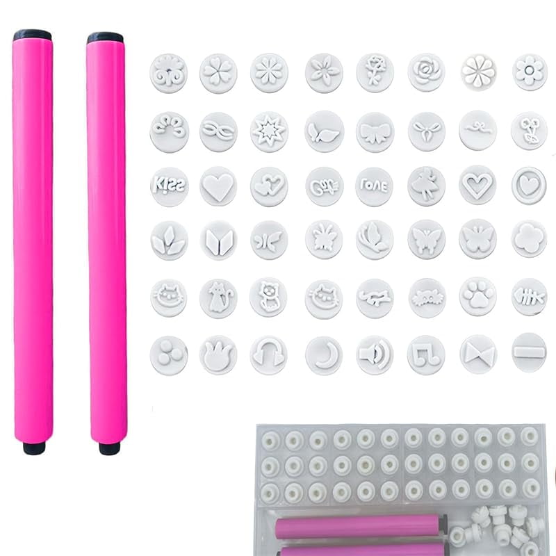 48 Pcs Nail Stamp Pen Set, Nail Art Pens with Interchangeable Stamp Heads, Quick Nail Art Tools with 48 Unique Patterns, Flower Butterfly Rose DIY Nail Stamping Pen Kit, Nail Design Tools for Women