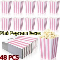 48 Pcs Pastel Pink Popcorn Boxes Small Large Pink and White Striped Paper Popcorn Bags Candy Containers for Birthday Party Favor Supplies(4 x 3 Inches, Small)