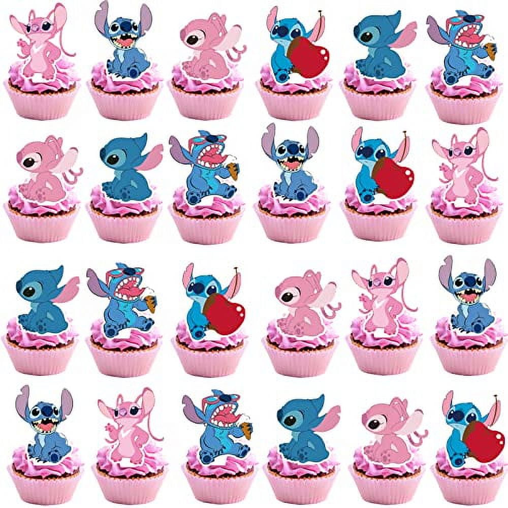 48 Pcs Pink Lilo and Stitch Party Cupcake Toppers, Girl Lilo and Stitch ...
