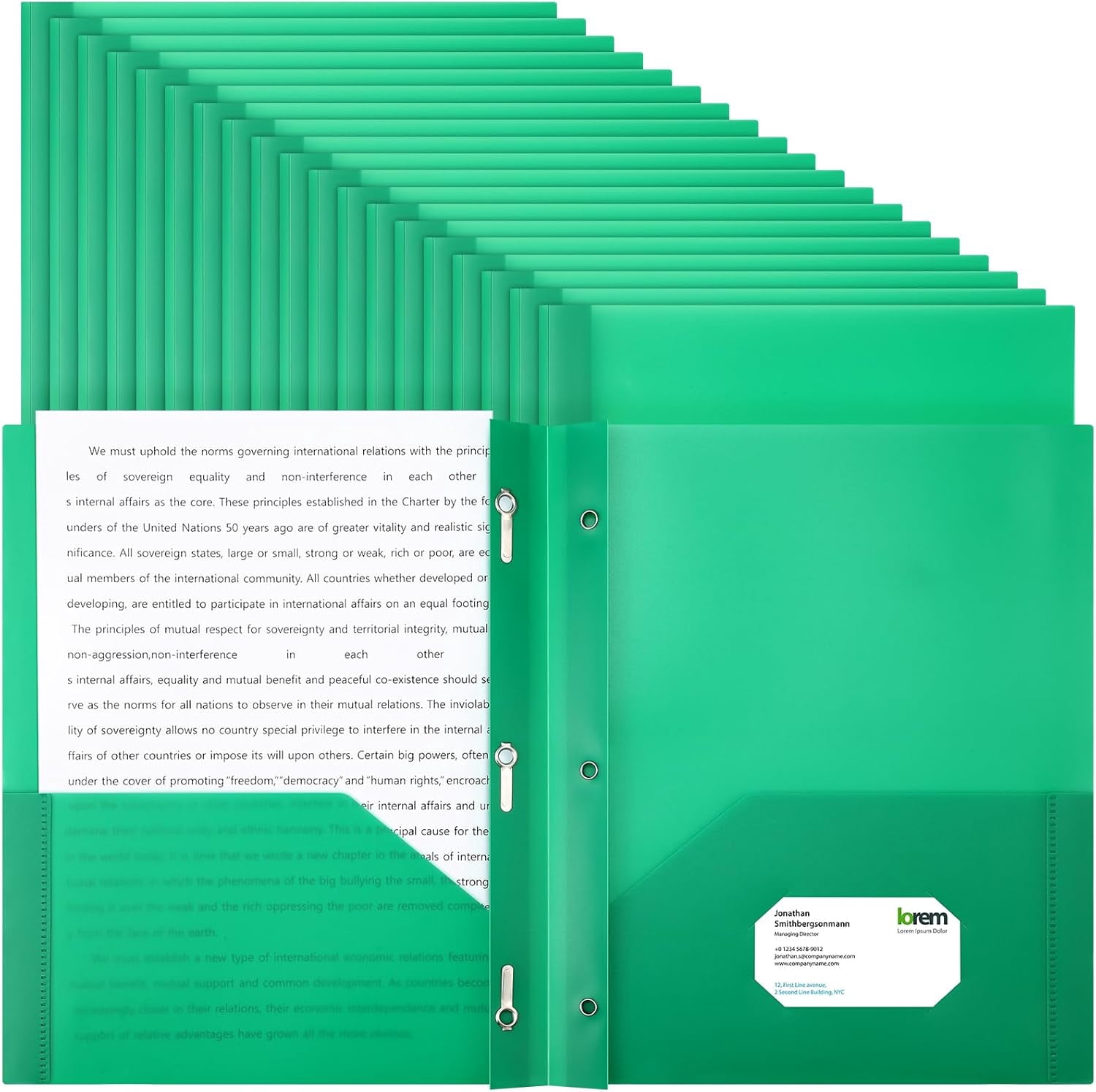 48 Pcs Plastic Folders with 2 Pockets and 3 Prongs Home Folders with Card Slot Letter Size Heavy Duty Report Covers for Back to School(Green,Classic)