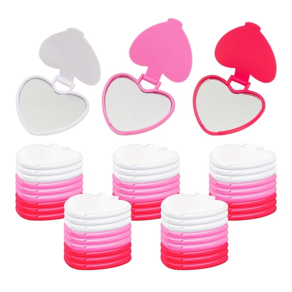 48 Pcs Portable Heart Shaped Compact Mirror Bulk,Mini Compact Mirror , for Daily Makeup Party Favors , Small Valentine Gifts for Women