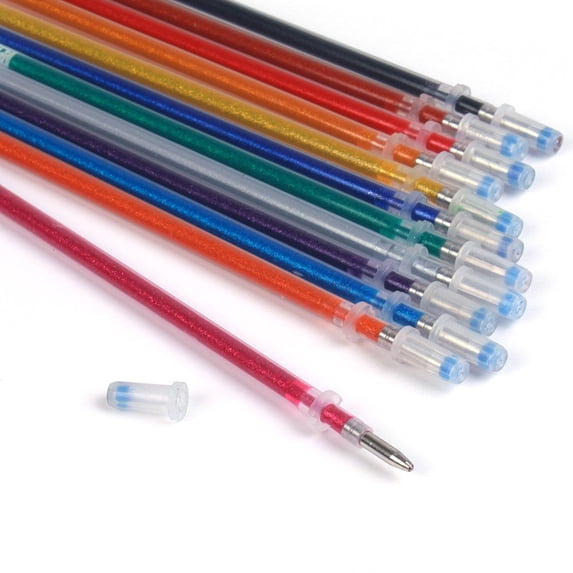 48 Pcs Premium Glitter Gel Pen Refills 1.0mm Medium Point Glitter Markers Colorful Smooth Writing Neon Pen for Crafting, Doodling, Drawing, and Adult Coloring Book-Multicolor-48 Pcs