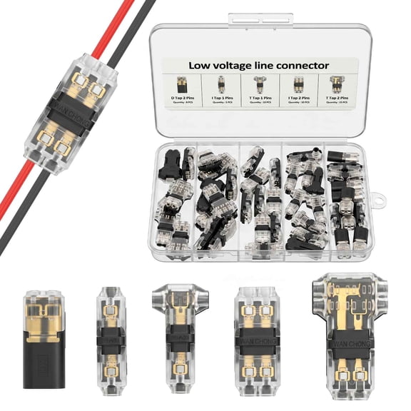 48 Pcs Quick Connect Wire Connectors Solderless No Stripping Terminal Blocks for 18-22 AWG LED Automotive Circuit Wiring