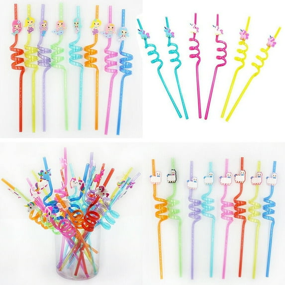 48 Pcs Reusable Unicorn Alpaca Mermaid Straws Daughters Girls Party Favor Kids