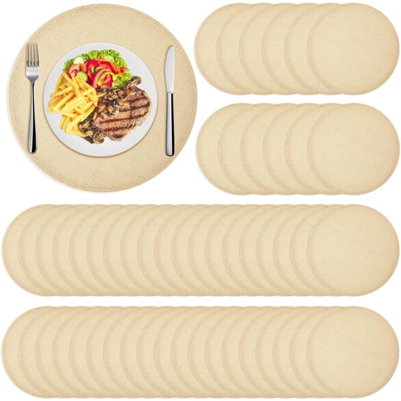 48 Pcs Round Burlap Placemats Bulk 11.8 Inches Burlap Farmhouse Placemats Set Heat Resistant Table Mats Circle Jute Charger Place Mats for Wedding Holiday Dinner Rustic Table Decorations(Beige)