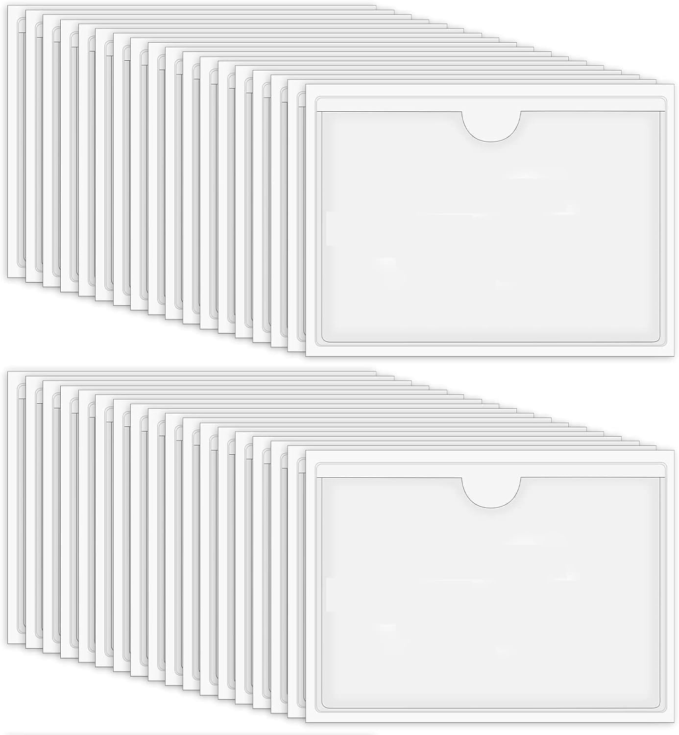 48 Pcs Self-Adhesive Index Card Pockets, Boriyuan Clear Plastic Label ...