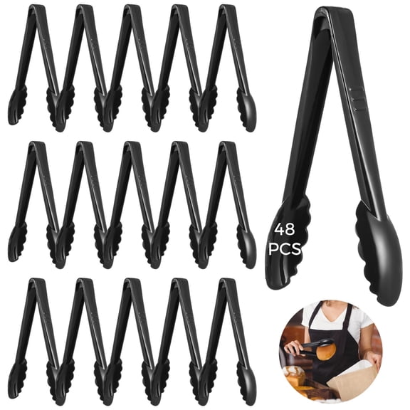 48 Pcs Serving Tongs, 8.6 Inch Plastic Utensils, Heat Resistant Reusable Food Grippers for Parties, Buffets BBQ Weddings