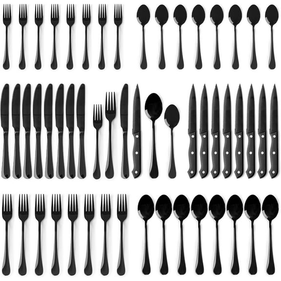 48 Pcs Silverware Set, Stainless Steel Mirror Polished Flatware For 8, With Steak Knives