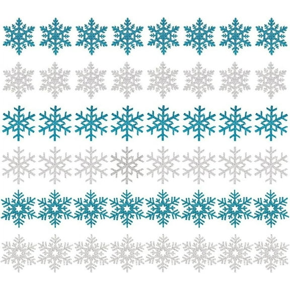 48 Pcs Snowflake Decorative Patches 6 Styles Snowflake Glitter Appliques Snowflake Non-Woven Fabric Appliques Decorative Sew on Patches Christmas Clothing Repair Decoration Patch diy