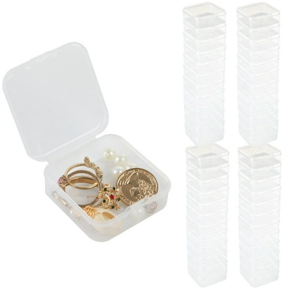 48 Pcs Square Craft and Hobby Storage Containers, Mini Clear Plastic Storage Cases Small Boxes with Lid for Jewelry, Bead, Pills