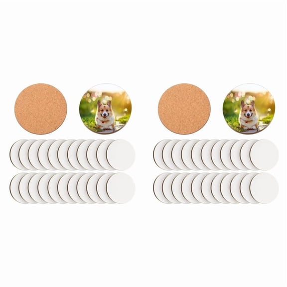 48 Pcs Sublimation Coasters 4 X 4 Inch Hardboard Coaster Cork and MDF Blank Coasters Sublimation Car Coasters