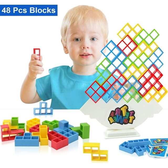 48 Pcs Tetra Tower Balance Stacking Blocks Game Balance Stacking Team