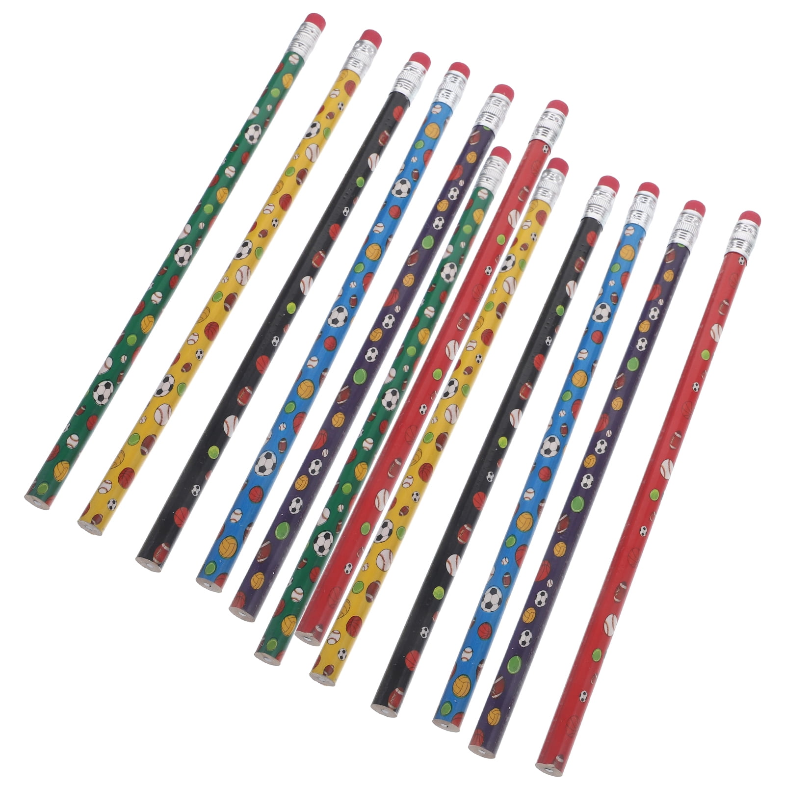 48 Pcs The Gift Gifts Pencils Colored Football Sports Themed Writing Log Cute Wooden Office