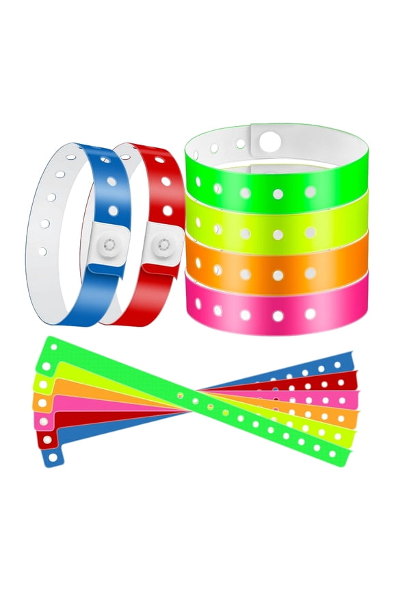 48 Pcs Vinyl Plastic Wristbands for Events Concerts Nightclubs Carnivals Disposable Wristband Multicolor