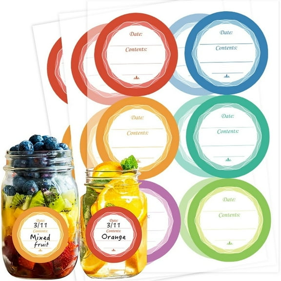 48 Pcs Waterproof Canning Labels,Date Label Sticker,Round Note Date Stickers for Food Container,Spice Pot,Bottles,Writable Food Stickers