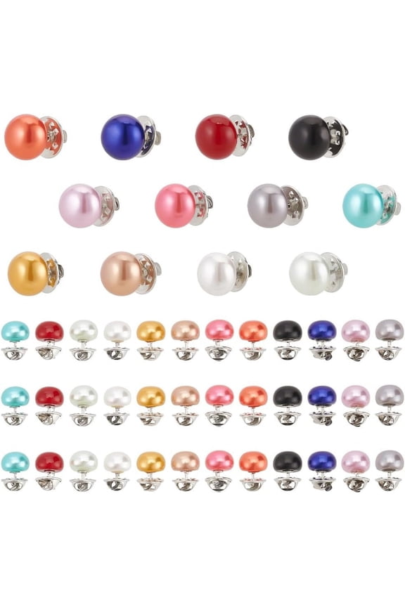 48 Pcs Women Shirt Brooch Buttons 12 Colors Round Pearl Cover Up Button Pins Clothes Decoration Safety Brooch Buttons DIY