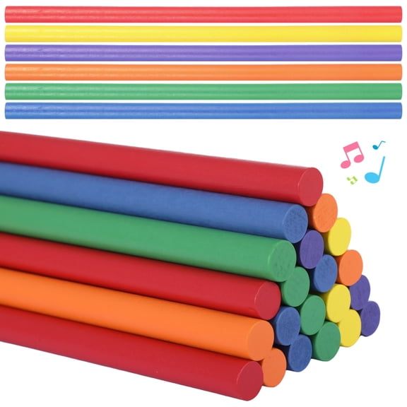 48 Pcs Wooden Music Batons, Colorful Rhythm Sticks, 12 Inch Wood Percussion Instruments for Group Activities, 6 Shades