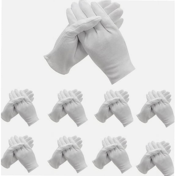 48 Pcs XL White Cotton Gloves for Dry Hand Moisturizing Cosmetic Eczema Hand Spa and Coin Jewelry Inspection Soft, Breathable, Washable & Stretchy Cloth for Multi-Purpose.