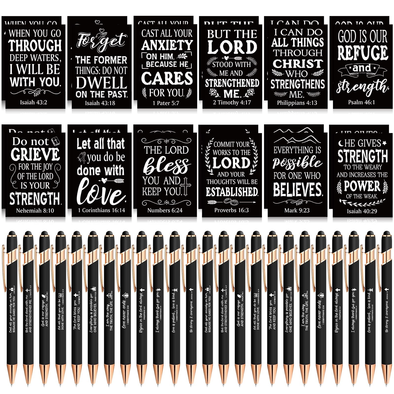 48 Pens Notepads Gifts For Mother's Day Set Ballpoint Pen Notebook Inspirational Quotes Journal Women Motivational Gift (classic Style)