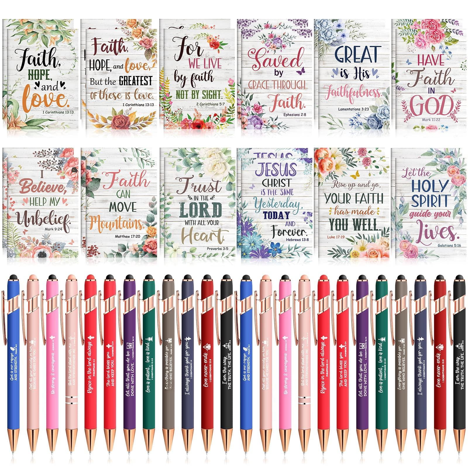 48 Pens Notepads Gifts For Mother's Day Set Ballpoint Pen Notebook Inspirational Quotes Journal Women Motivational Gift (flower)