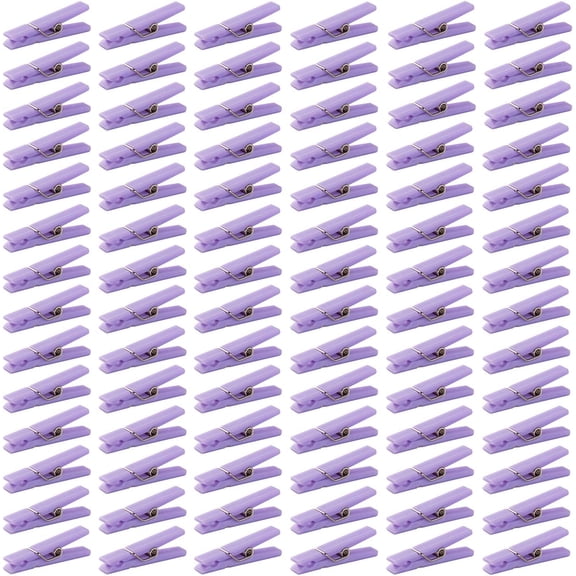 48 Piece 1.4 Inch Purple Plastic Mini Clothespin Craft Clip Decoration Accessory