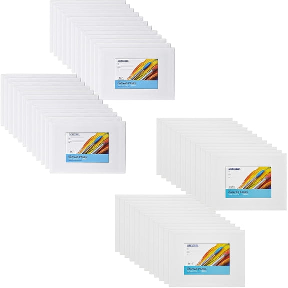 48 Piece Blank Art Canvas Board Set 5x7 Inch And 8x10 Inch 100 Percent Cotton Primed Panel