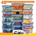 thumbnail image 1 of 48-Piece Deluxe Food Storage Containers Set - Airtight, BPA-Free, Easy-Snap Lids, and Stackable - Includes 24 Containers, 24 Lids, Free Labels, and Marker for Pantry and Kitchen Organization, 1 of 7