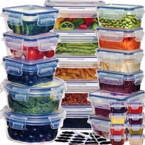 48-Piece Deluxe Food Storage Containers Set - Airtight, BPA-Free, Easy-Snap Lids, and Stackable - Includes 24 Containers, 24 Lids, Free Labels, and Marker for Pantry and Kitchen Organization