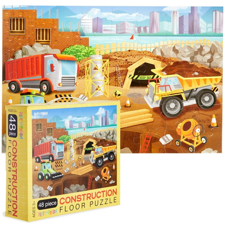 Blue Panda Construction Floor Puzzle for Kids Ages 3-5 and 4-8