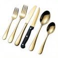 thumbnail image 1 of 48 Piece Gold Silverware Set with Steak Knives, Stainless Steel Flatware Set for 8, Mirror Polished Cutlery, 1 of 8